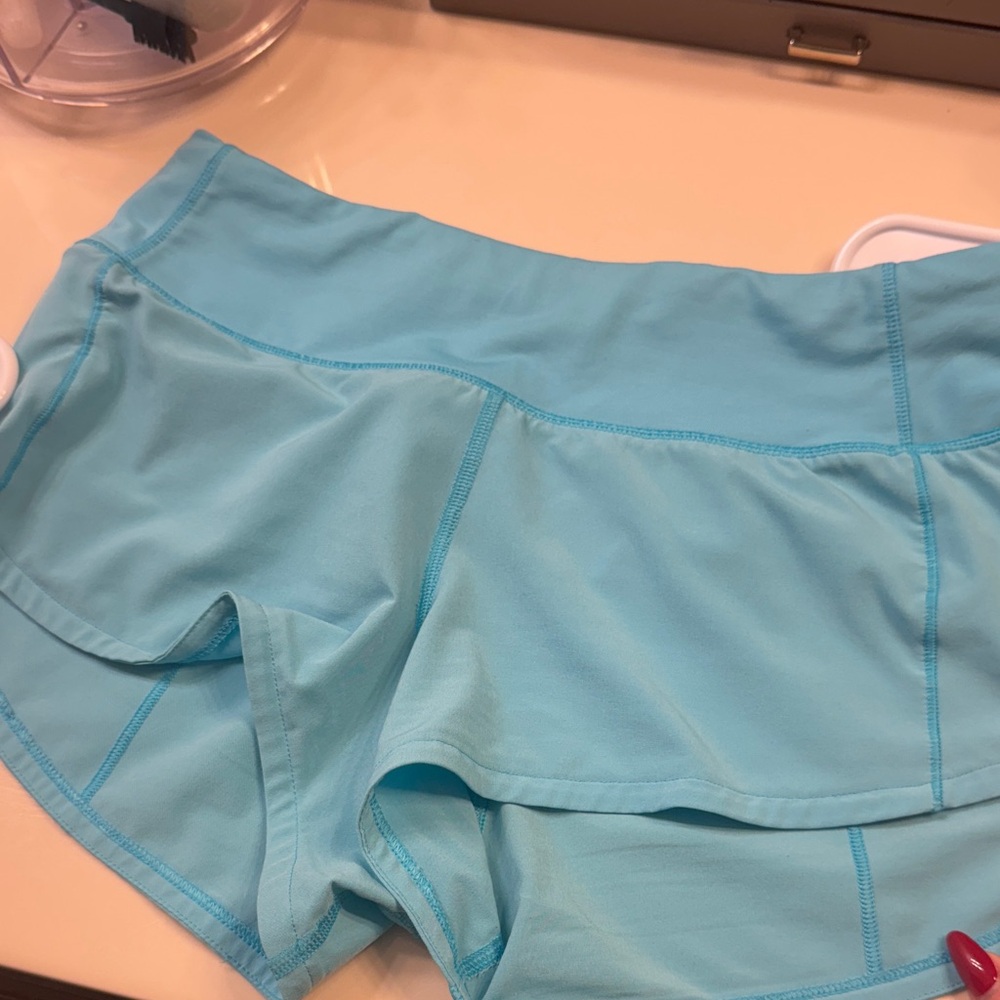 Women's Light Blue Athletic Shorts electric turquoise